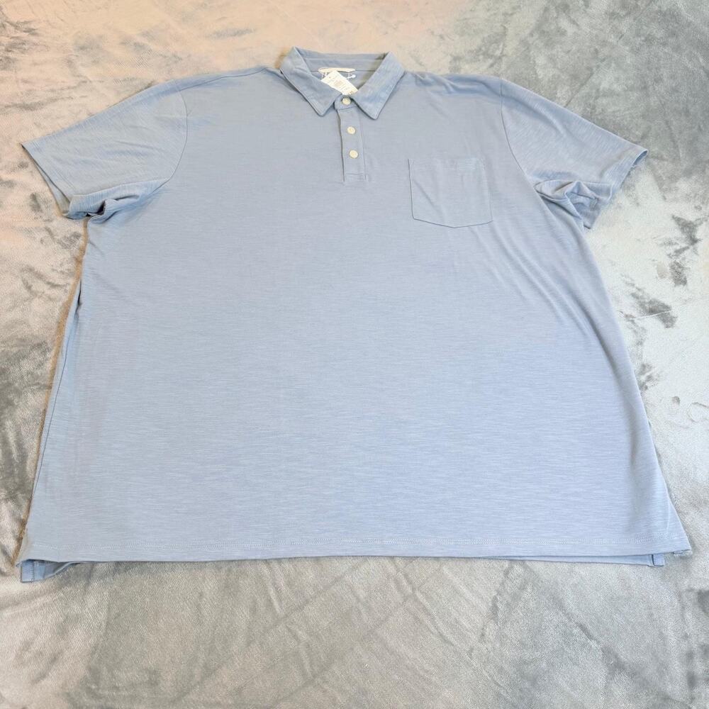 NWT LL Bean Mens Lakewashed Performance Polo Shirt XXL Tall Chalk Blue Pocket - Picture 2 of 9